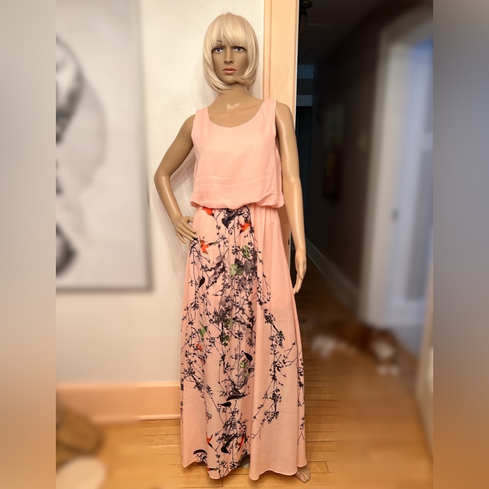 Lavand Pink Printed Skirt Maxi Dress